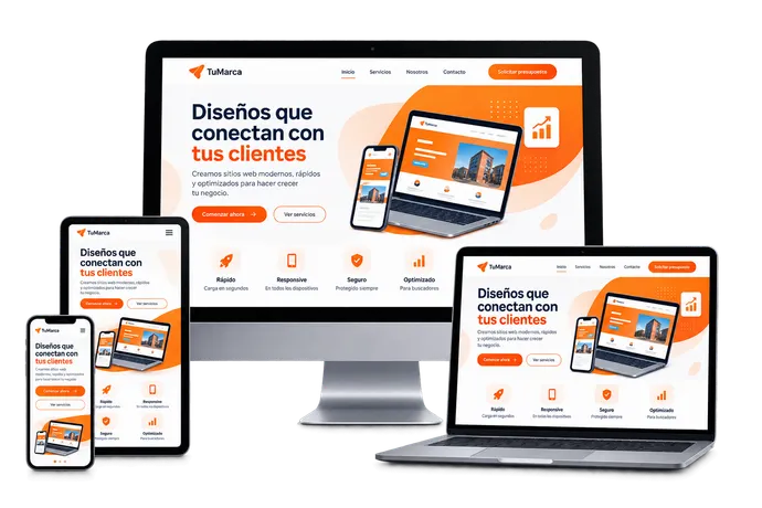 Landing page adaptada a escritorio, tablet y celular