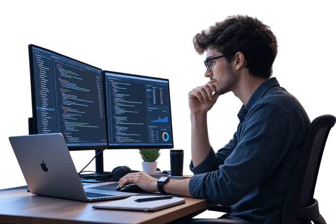 Desarrollador trabajando en la optimización de un sitio
